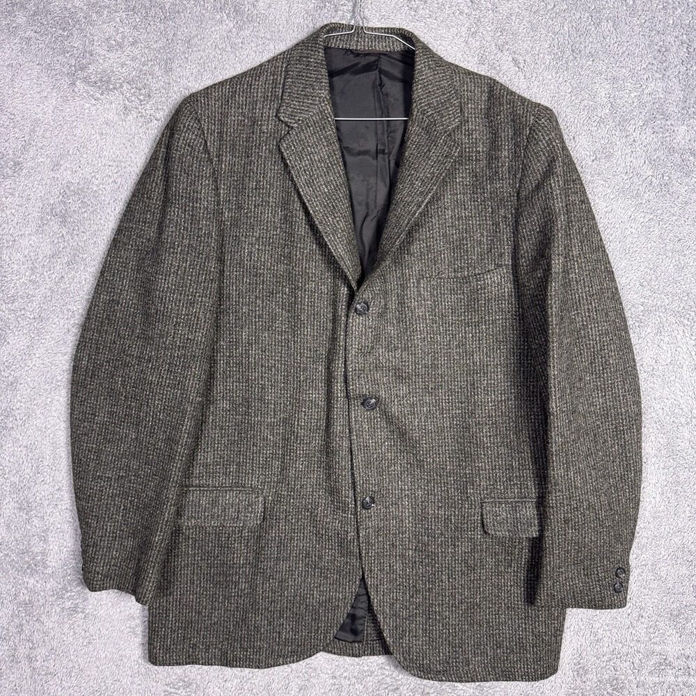 Harris Tweed Blazer Men 44" Chest Speckle Handwoven Scottish Wool 3 Button VTG